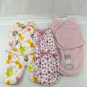 Swaddle Blankets - Small/Medium - 3 pack - Animals - Pink